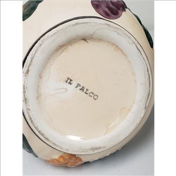 Vintage Italian Il Falco Calabria Hand Painted Embossed Grapes Glazed Ceramic Jug