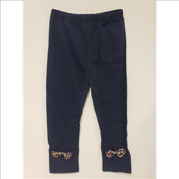 Patpat Girl Blue Leopard Heart-Bow Long Sleeves Top Elastic Long Pants Sz 3-4Y/O