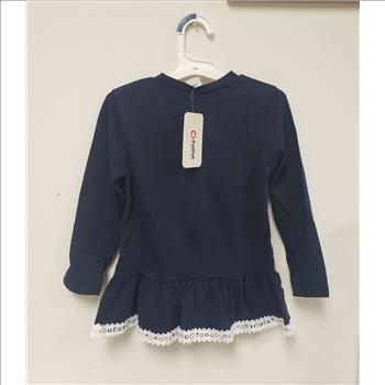 Patpat Girl Blue Leopard Heart-Bow Long Sleeves Top Elastic Long Pants Sz 3-4Y/O