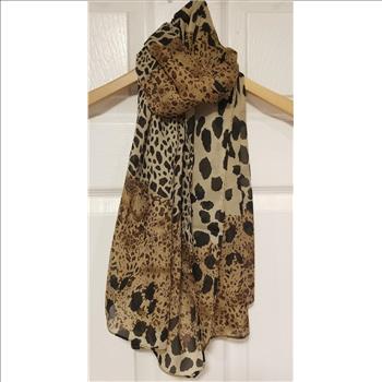 Womens Leopard Print Chiffon Scarf 