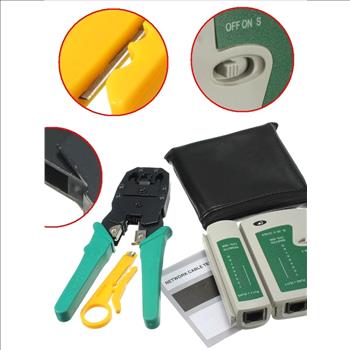 RJ45 RJ11 RJ12 CAT5 LAN Network Cable Tester Crimper Stripper Punch Tool Kit New