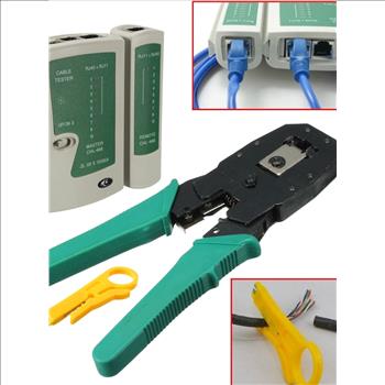 RJ45 RJ11 RJ12 CAT5 LAN Network Cable Tester Crimper Stripper Punch Tool Kit New