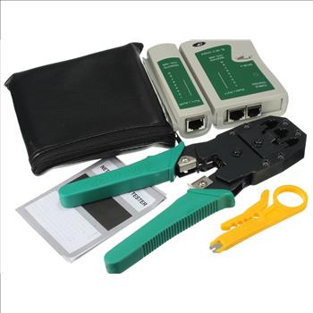 RJ45 RJ11 RJ12 CAT5 LAN Network Cable Tester Crimper Stripper Punch Tool Kit New