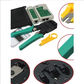 RJ45 RJ11 RJ12 CAT5 LAN Network Cable Tester Crimper Stripper Punch Tool Kit New