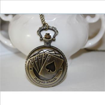 Vintage Looking Playing Cards Pocket Watch