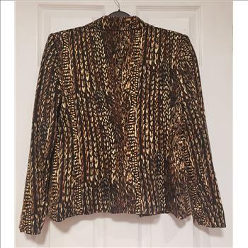 TANJAY Leopard Print Notch Lapel Single Button Long Sleeve Blazer Sz 6P