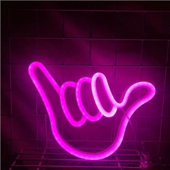 Shaka Hand Gesture 22cm LED Neon Sign Light Send It Bedroom Bar Funny Wall Decor