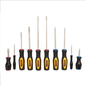 Stanley 10 Piece Standard Phillips Slotted Stubby Pocket Fluted Screwdriver Set