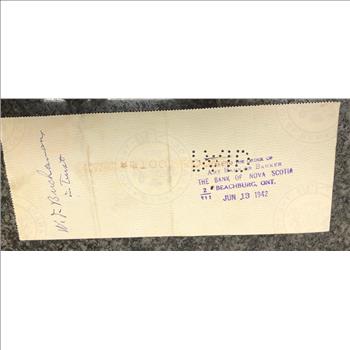 1942 Royal Bank of Canada Check & Stamps