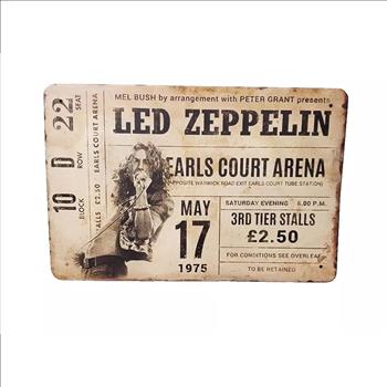 Led Zeppelin Ticket Stub 1975 Vintage Looking Metal Sign 8