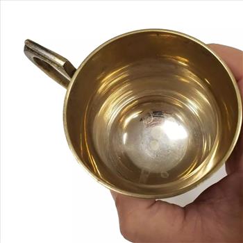 Vintage Solid Brass Etched Mug With Handle