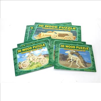 6 NEW 3D Wooden Puzzles & Construction Kit