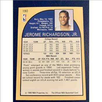 1990 NBA Hoops Pooh Richardson Rookie Card #190
