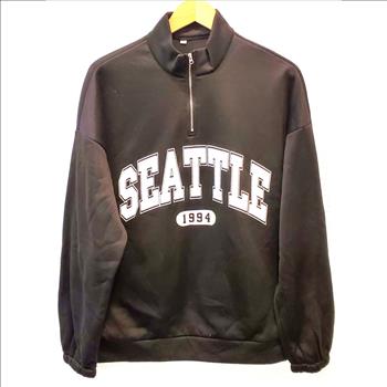 Ladies Quarter Zip Fleece Seattle Hoodie Black Size M