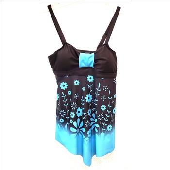 Ladies Tankini Graphic Top Blue & Black Size M