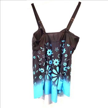 Ladies Tankini Graphic Top Blue & Black Size M