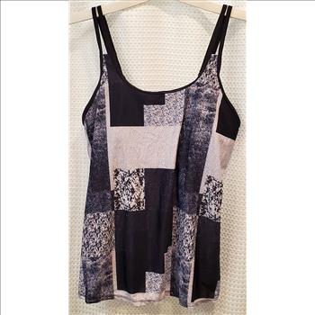 Ladies Graphic Tankini Top Black Size XL