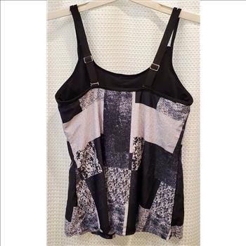 Ladies Graphic Tankini Top Black Size XL