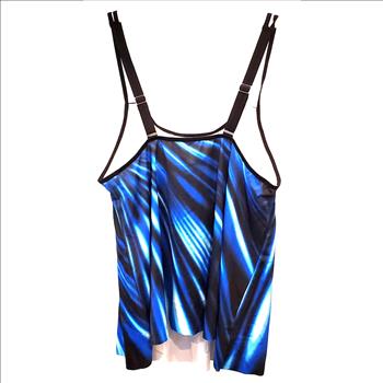 Ladies Tankini Top Blue & Black Size 2XL