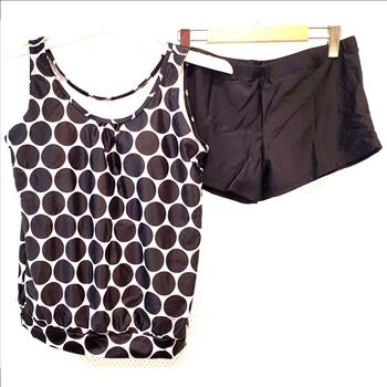 Ladies Polka Dot Tankini Swimsuit with Swim Boy Shorts Size 2XL
