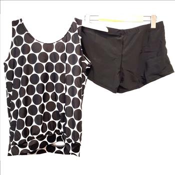 Ladies Polka Dot Tankini Swimsuit with Swim Boy Shorts Size 2XL