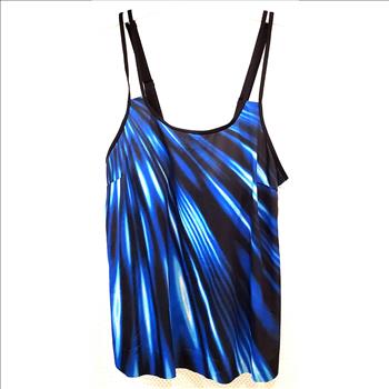 Ladies Tankini Top Blue & Black Size 2XL