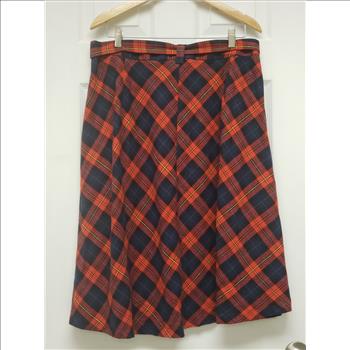 NWT Allegra K Tartan Print Women's Belted A-Line Midi Skirt, Sz XL, China