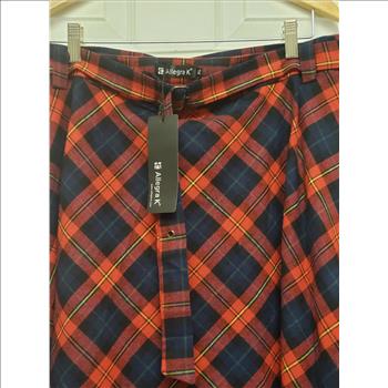 NWT Allegra K Tartan Print Women's Belted A-Line Midi Skirt, Sz XL, China