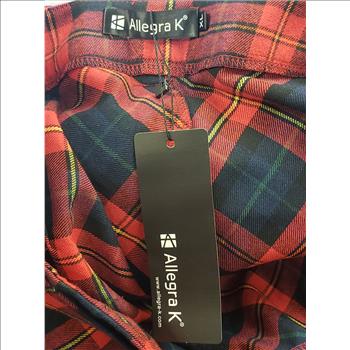 NWT Allegra K Tartan Print Women's Belted A-Line Midi Skirt, Sz XL, China