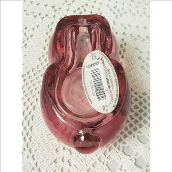 Vintage Indiana Glass Cranberry Bunny Figure Votive/Tea Candle Holder, Made in USA