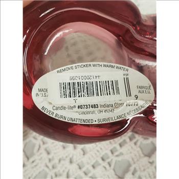 Vintage Indiana Glass Cranberry Bunny Figure Votive/Tea Candle Holder, Made in USA