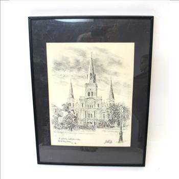 Vintage Lithograph of the St. Louis Cathedral- New Orleans
