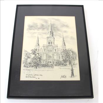 Vintage Lithograph of the St. Louis Cathedral- New Orleans