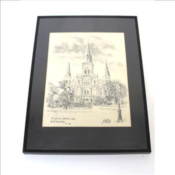Vintage Lithograph of the St. Louis Cathedral- New Orleans