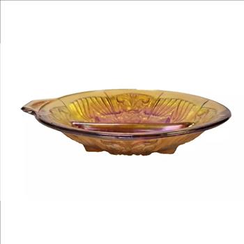 Vintage USA Amber Indiana Carnival Glass Divided Relish Candy Dish Tray Bowl