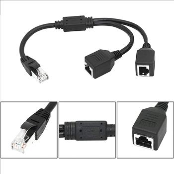 RJ45 Y Splitter Adapter 1 to 2 Ways CAT 7 6 5 LAN Ethernet Cable Connector