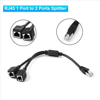 RJ45 Y Splitter Adapter 1 to 2 Ways CAT 7 6 5 LAN Ethernet Cable Connector