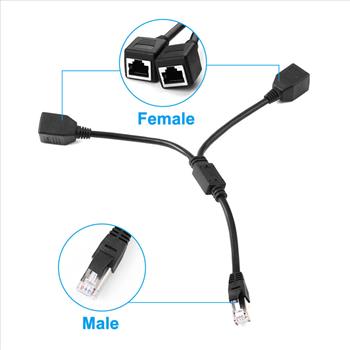 RJ45 Y Splitter Adapter 1 to 2 Ways CAT 7 6 5 LAN Ethernet Cable Connector