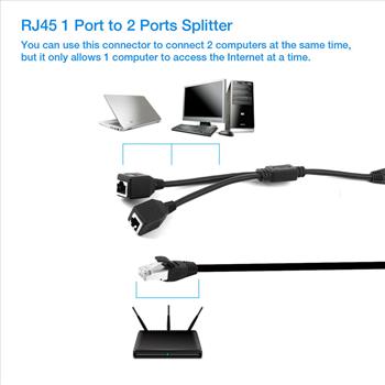 RJ45 Y Splitter Adapter 1 to 2 Ways CAT 7 6 5 LAN Ethernet Cable Connector