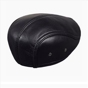 NWT, Men Black Leather Beret Hat Size Large