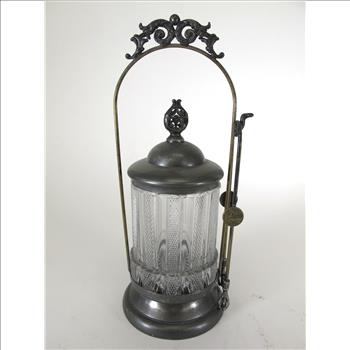 1915 Victorian Pickle Jar & Stand with Prongs 