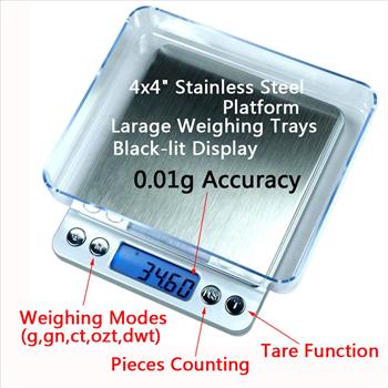 500g x 0.01g Digital Pocket Scale Precision Scale for Gold Jewerly Reload Coins