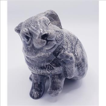 Vintage Duncan Enterprises Glazed Ceramic Scratching  Bunny Figurine