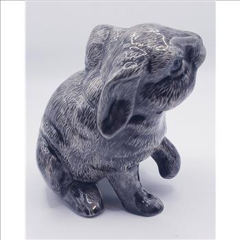 Vintage Duncan Enterprises Glazed Ceramic Scratching  Bunny Figurine