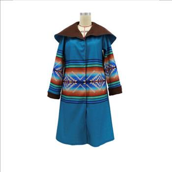 NWOT LADIES LONG AZTEC PRINTED HOODED COAT SZ MED