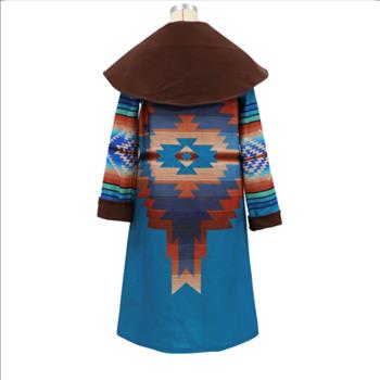 NWOT LADIES LONG AZTEC PRINTED HOODED COAT SZ MED