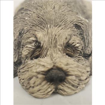 Vintage 1980s Sandicast Designed & Signed by Sandra Brue-Hand Casted Hand Painted Sleeping Lil Snoozer Dog Figurine 4
