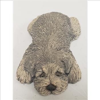 Vintage 1980s Sandicast Designed & Signed by Sandra Brue-Hand Casted Hand Painted Sleeping Lil Snoozer Dog Figurine 4