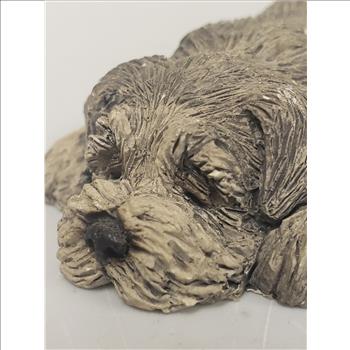 Vintage 1980s Sandicast Designed & Signed by Sandra Brue-Hand Casted Hand Painted Sleeping Lil Snoozer Dog Figurine 4