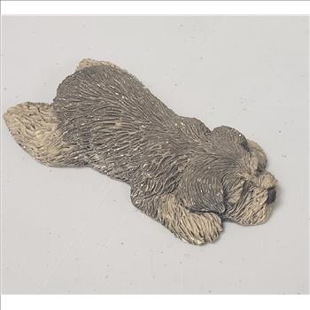 Vintage 1980s Sandicast Designed & Signed by Sandra Brue-Hand Casted Hand Painted Sleeping Lil Snoozer Dog Figurine 4
